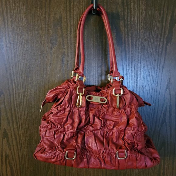 JM Collection New York RED Leather Bag - Picture 1 of 16